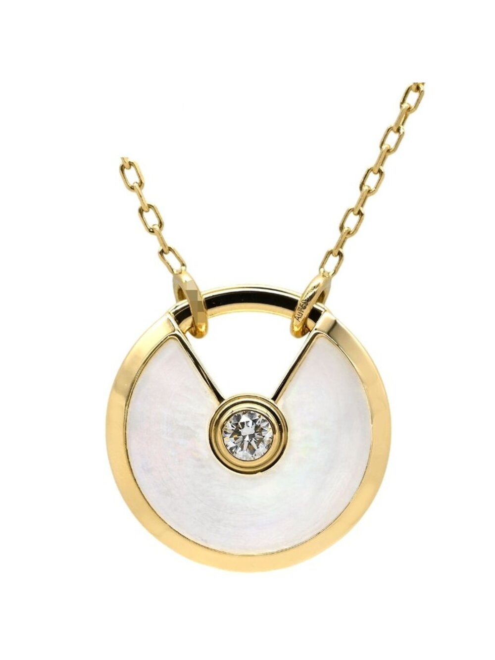 Cartier Necklace Amulette de Cartier SM Pearl White Yellow Gold Diamond Shell